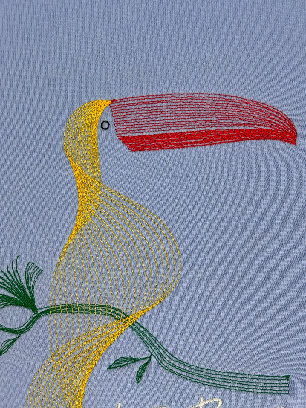 Toucan Bird Embroidered Oversized T-Shirt Light Blue
