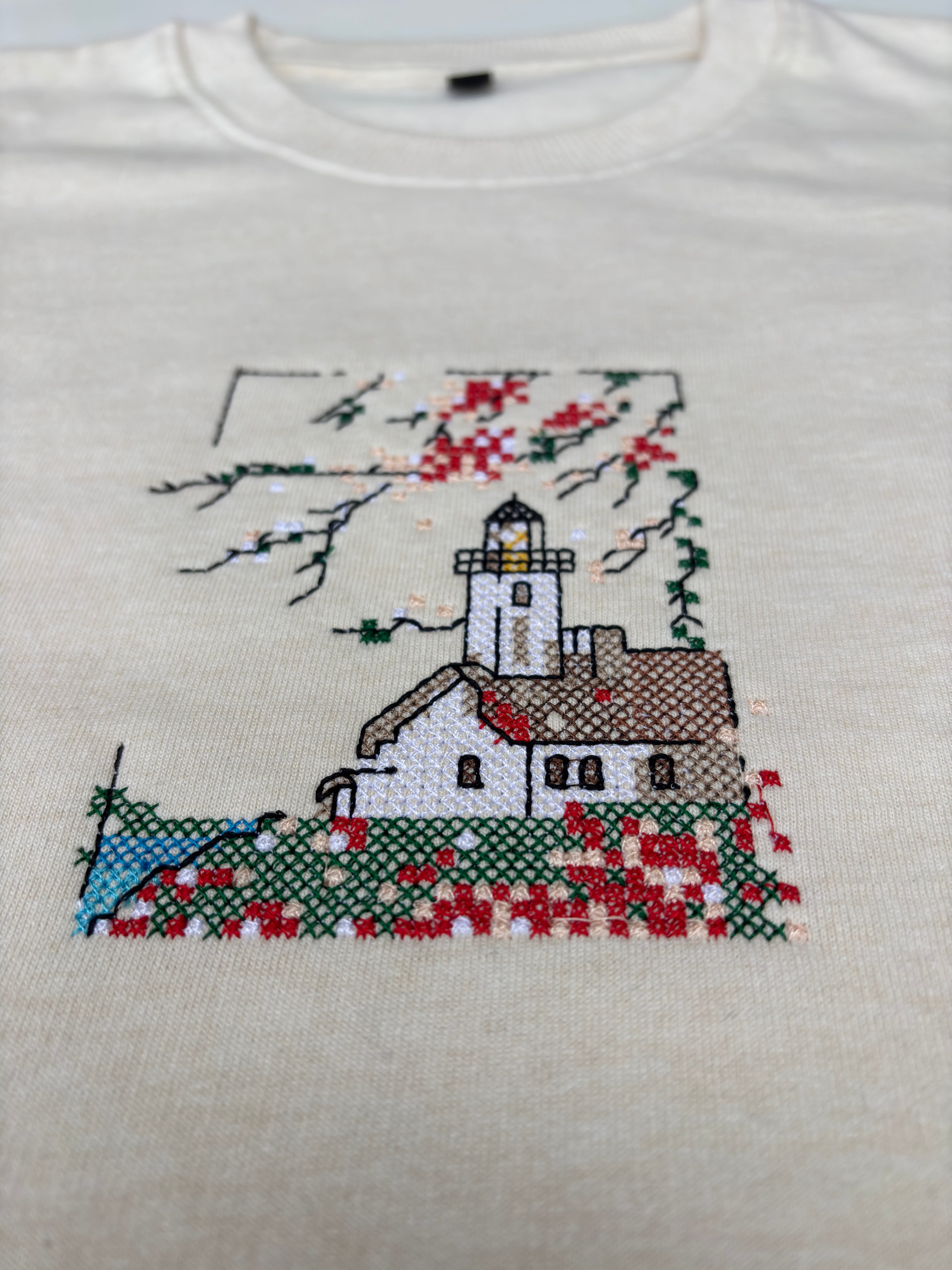 Fall Season Embroidered Off White Regular Fit Sweatshirt