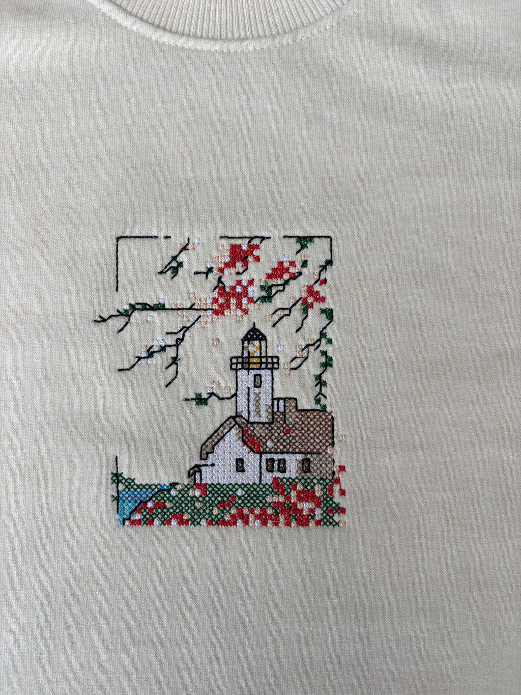 Fall Season Embroidered Off White Regular Fit Sweatshirt