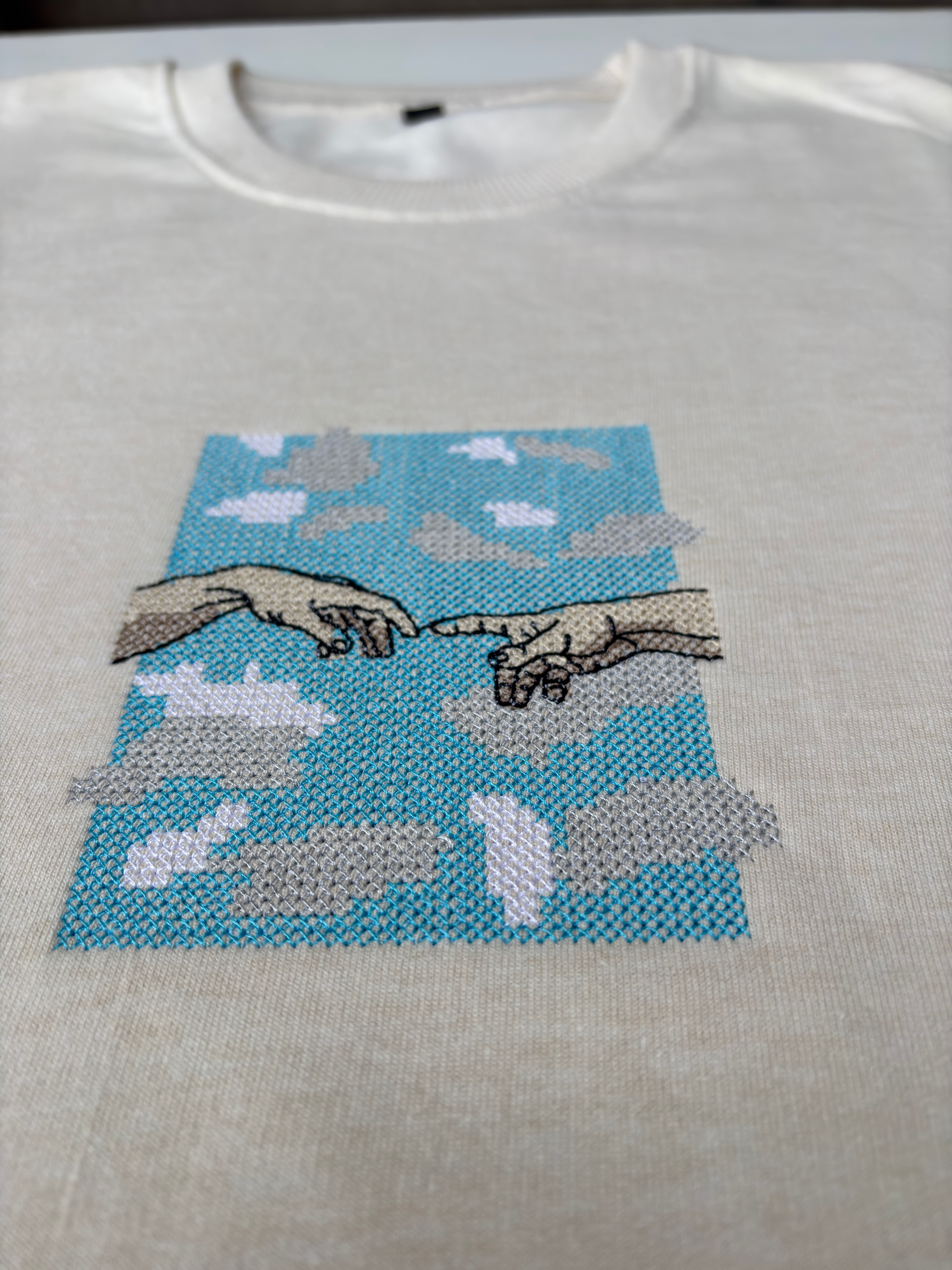 Cloud Hand Embroidered Off White Regular Fit Sweatshirt