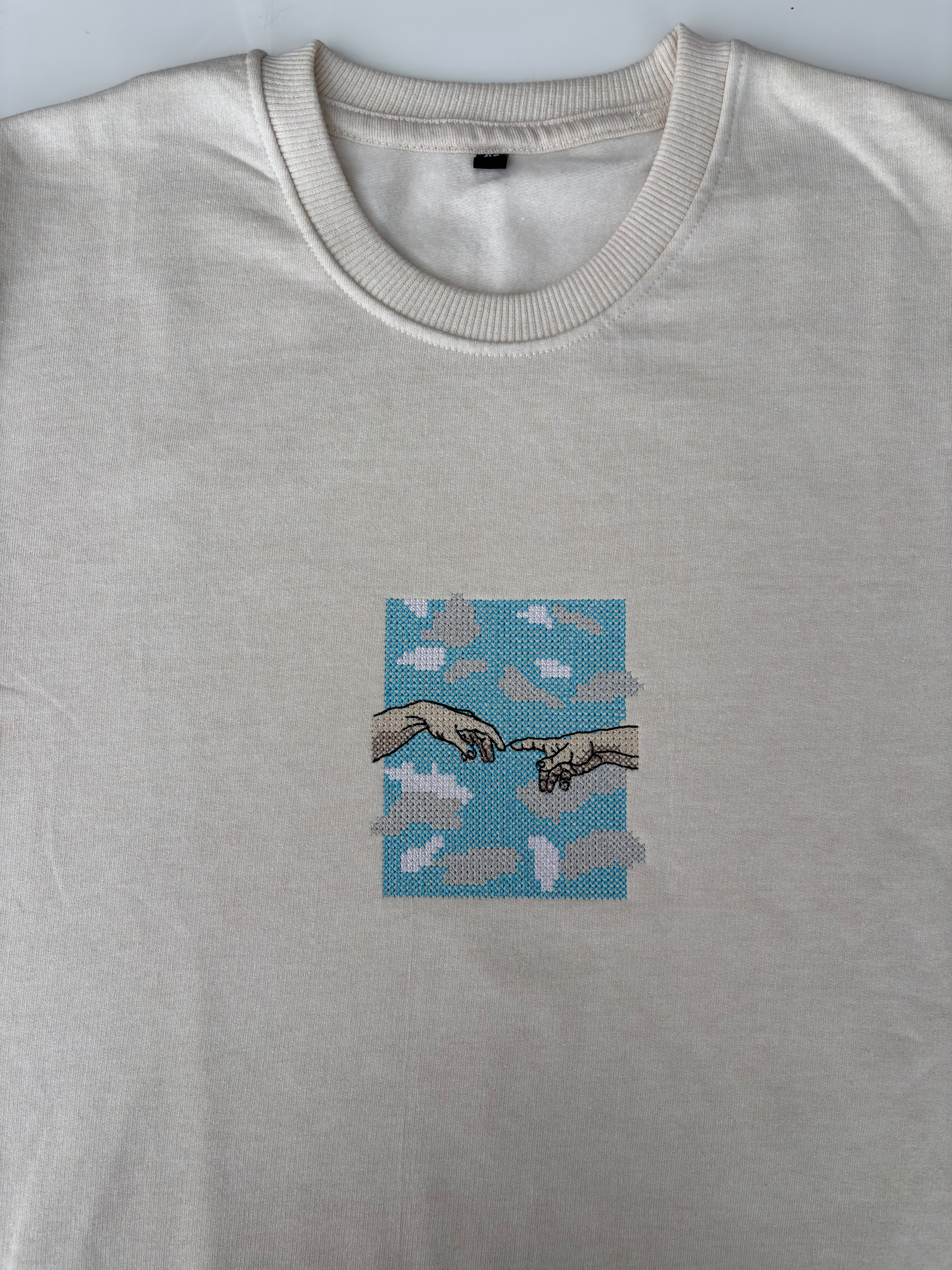 Cloud Hand Embroidered Off White Regular Fit Sweatshirt
