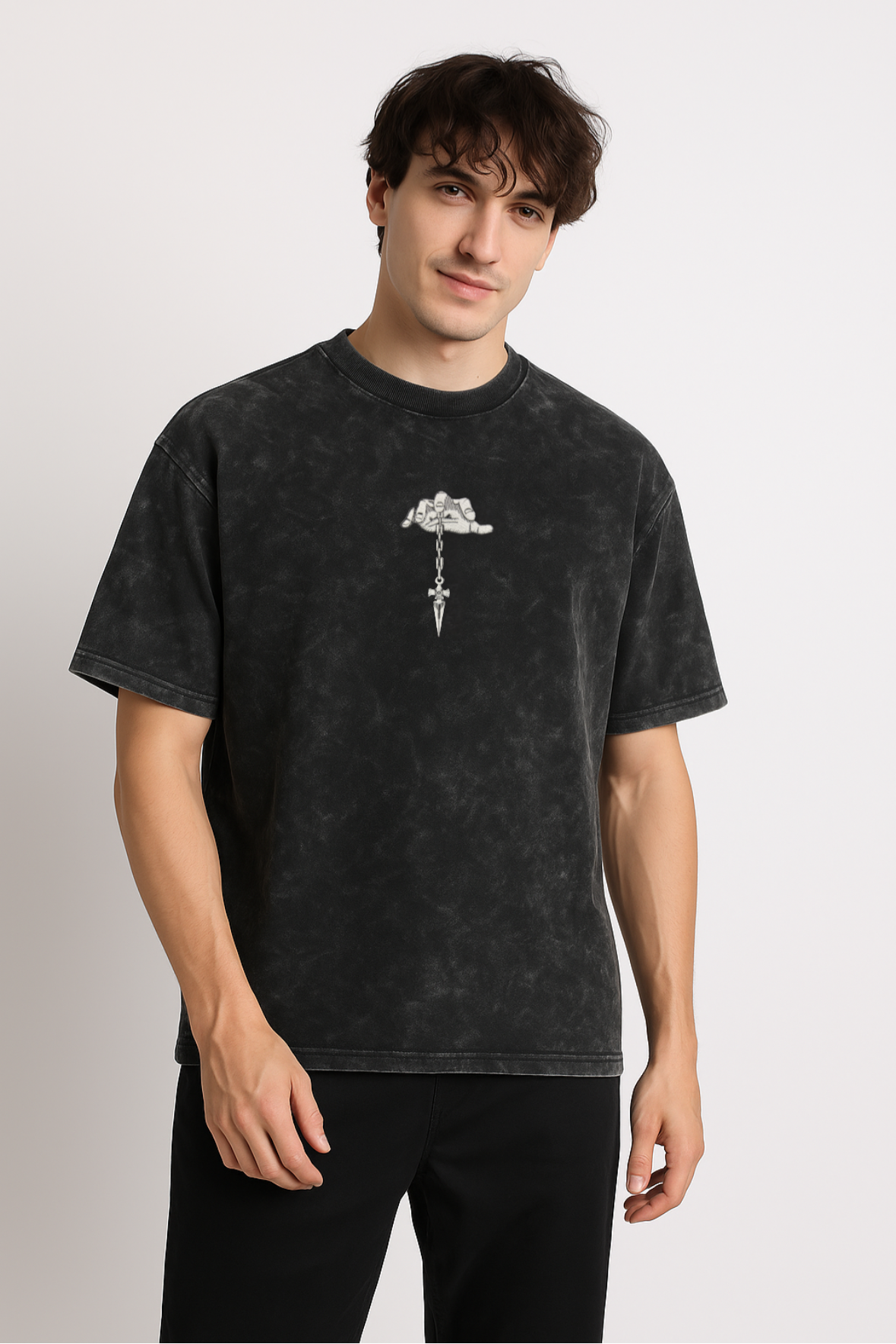 Judgment Chain  Art Acid-Wash Oversized T-shirt