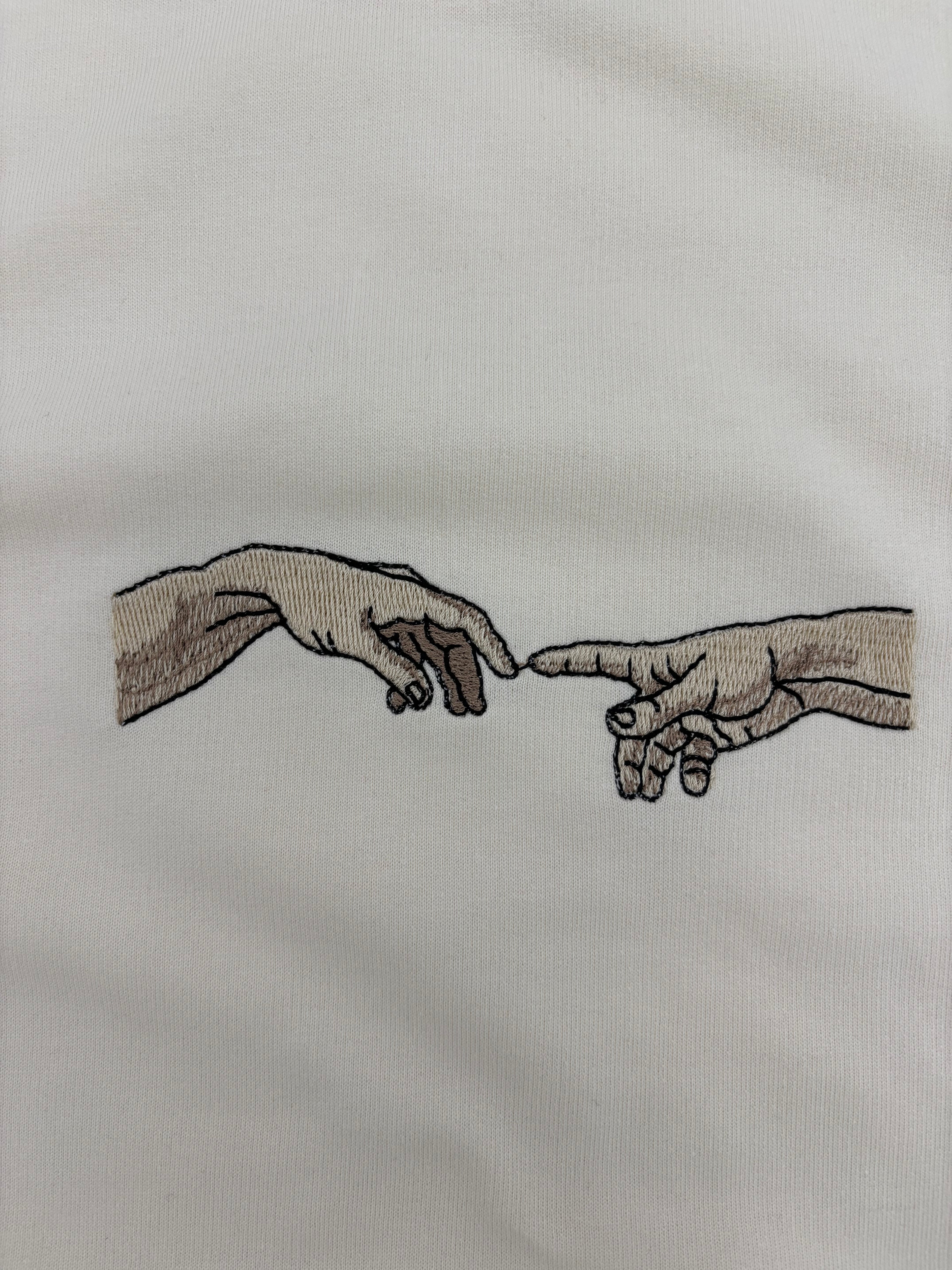 Hand Design Off White Embroidered Oversized T-shirt