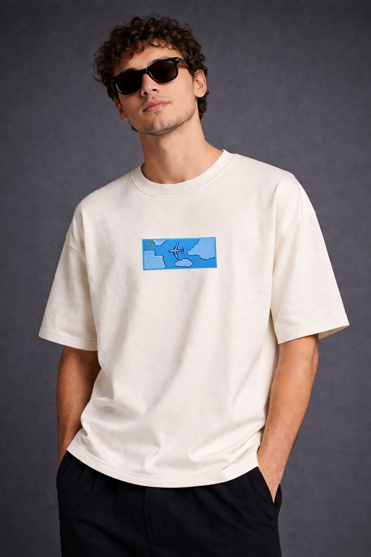 Airplane Stitched Oversized T-shirt