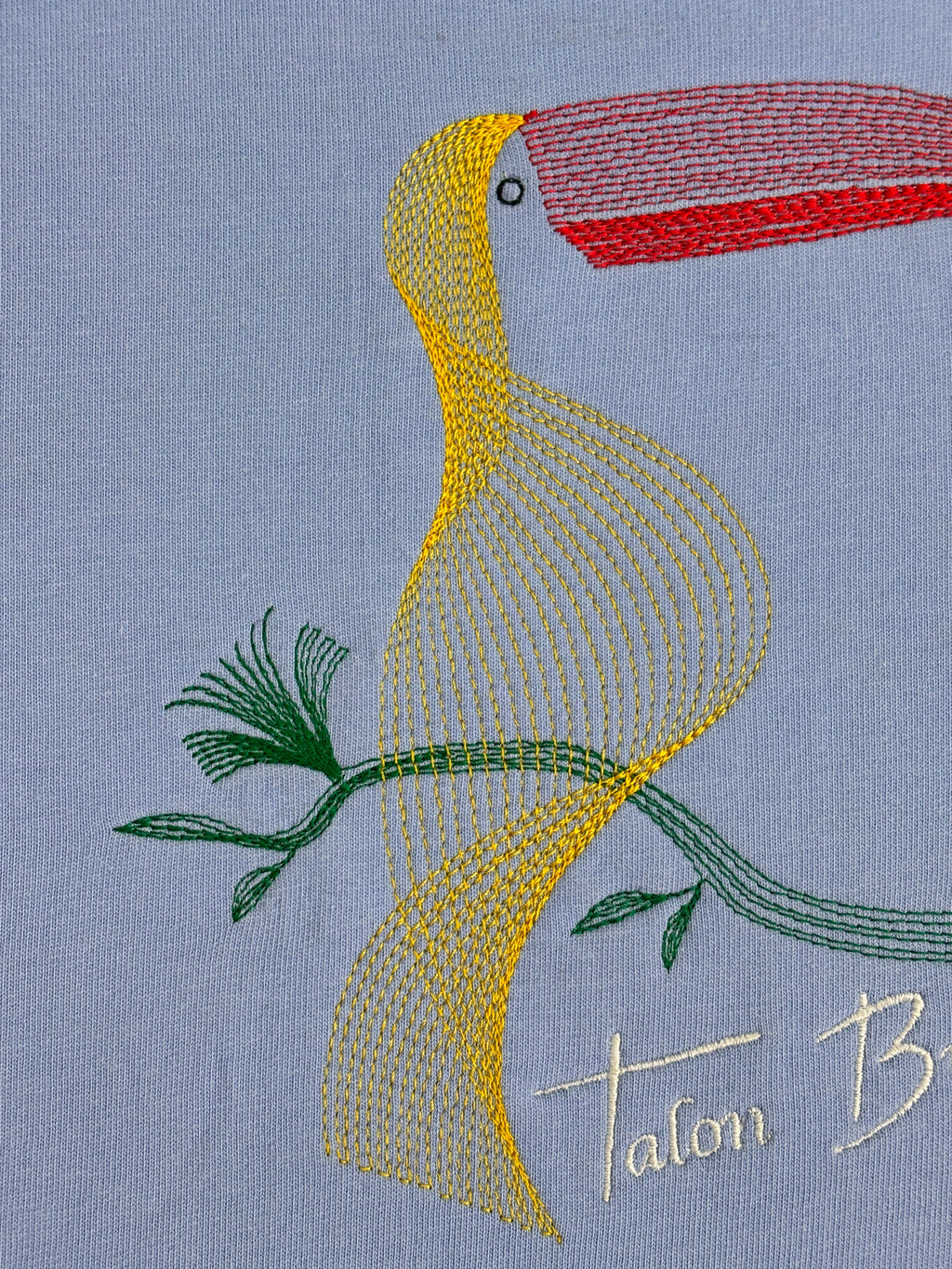 Toucan Bird Embroidered Oversized T-Shirt Light Blue