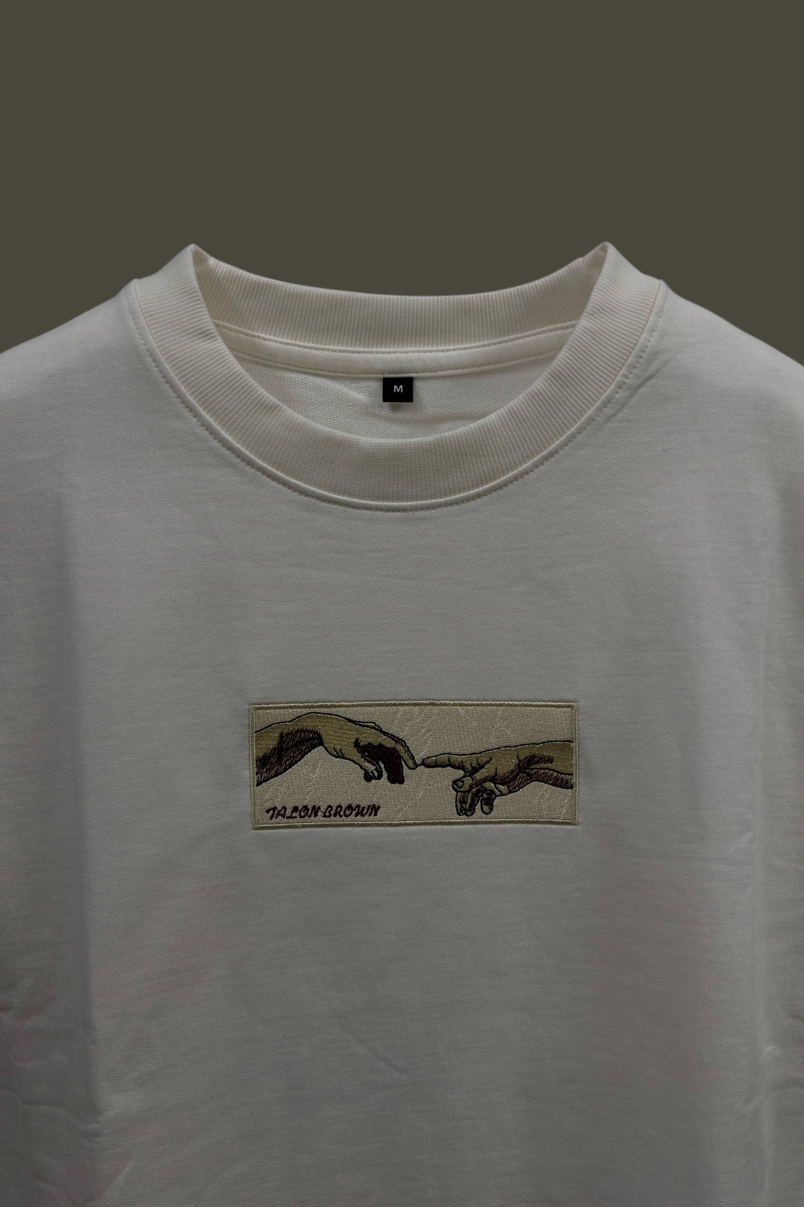 Adam Hand Art Off White Oversized T-Shirt