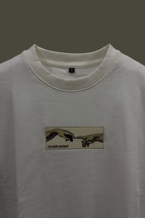 Adam Hand Art Off White Oversized T-Shirt