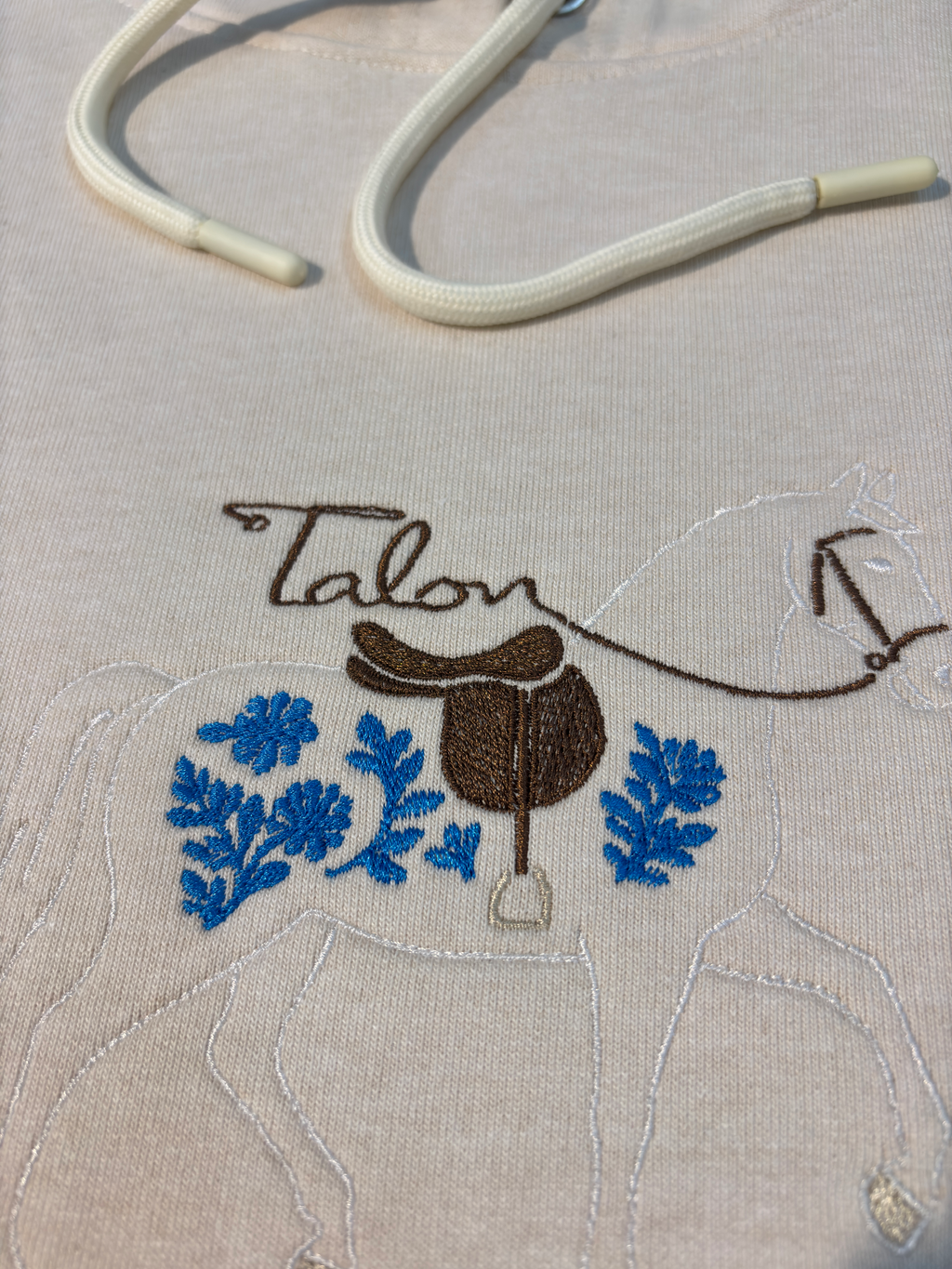 Horse Saddle Embroidered Oversized Hoodie