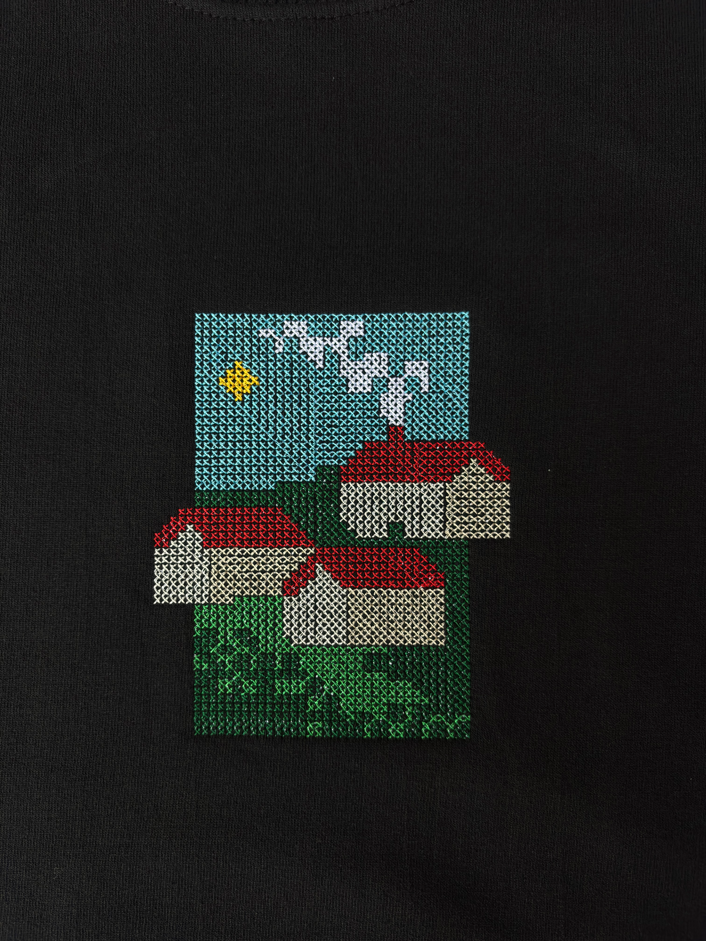 Home Embroidered Black Regular Fit Sweatshirt