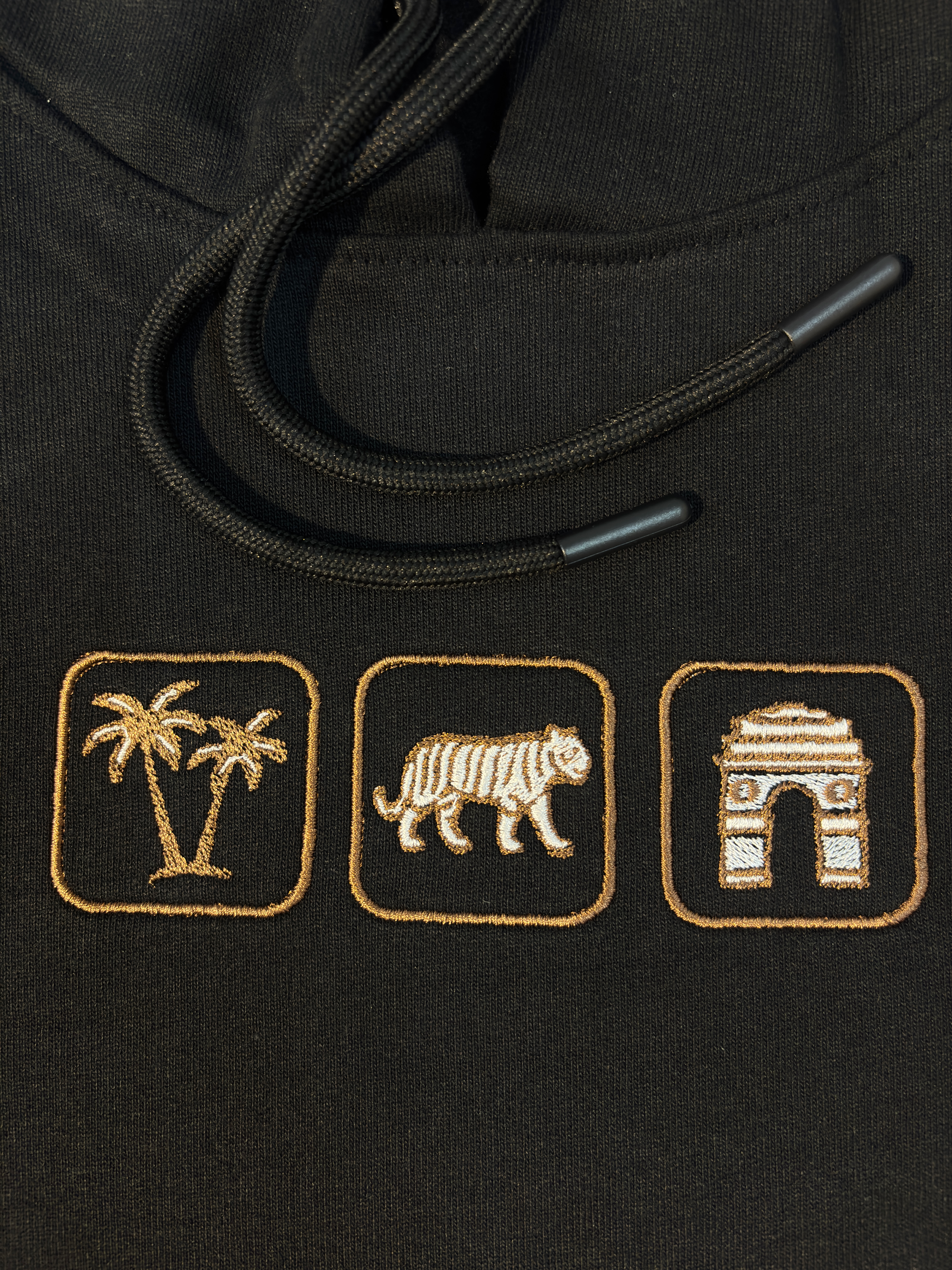 Indo Places Embroidered Black Oversized Hoodie
