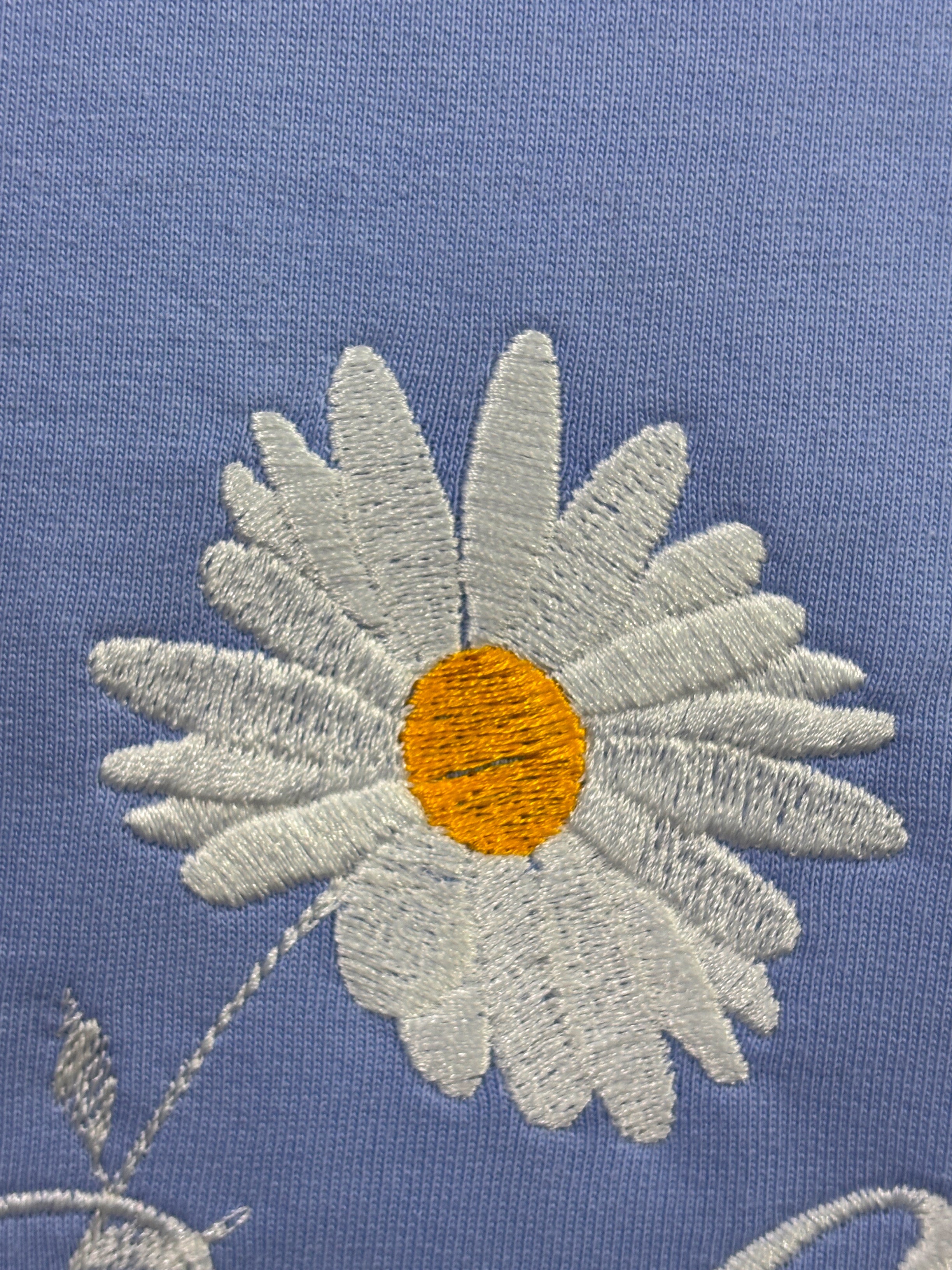 Daisy Floral Embroidered Oversized T-Shirt Light Blue