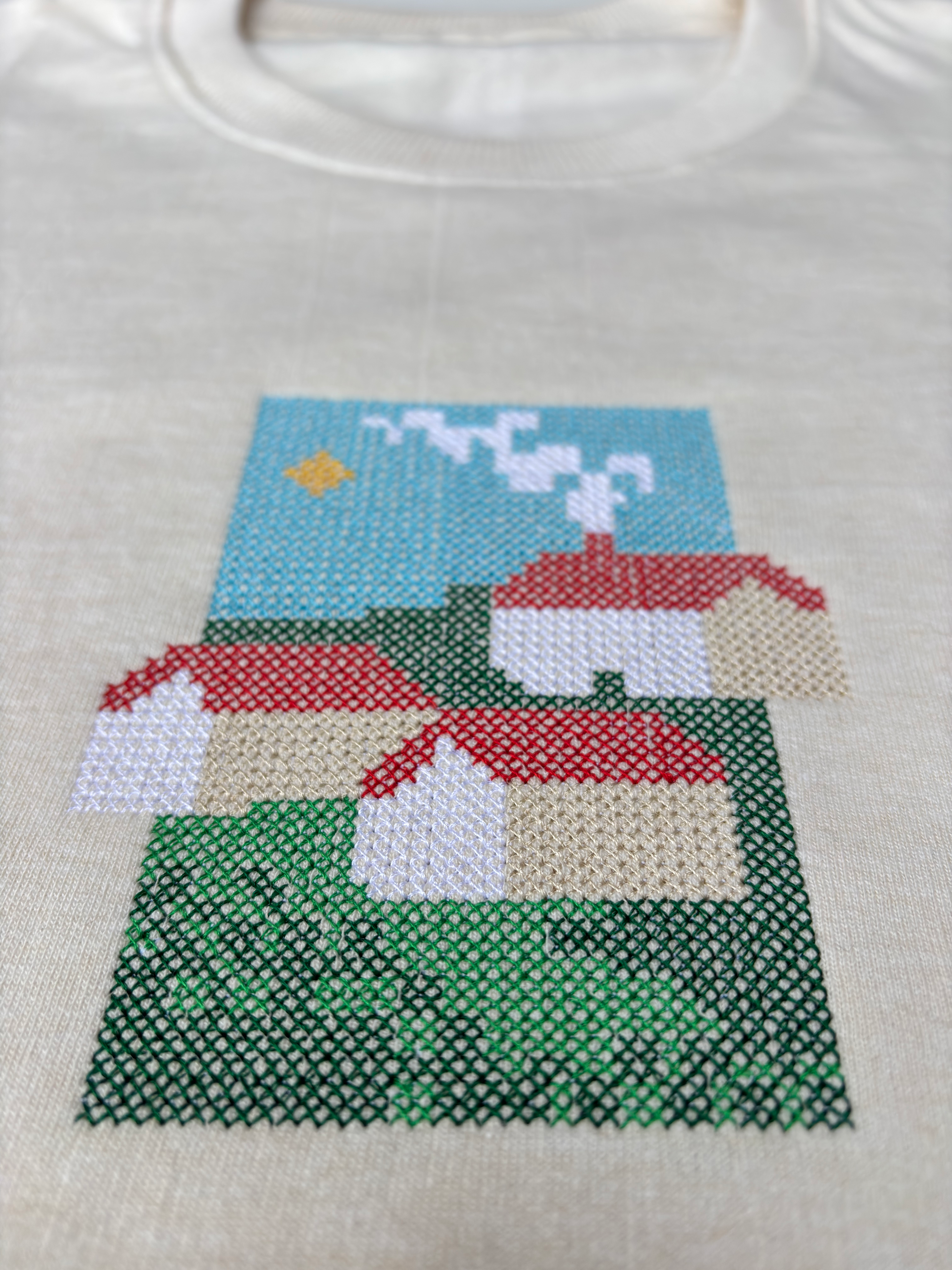 Home Embroidered Off White Regular Fit Sweatshirt