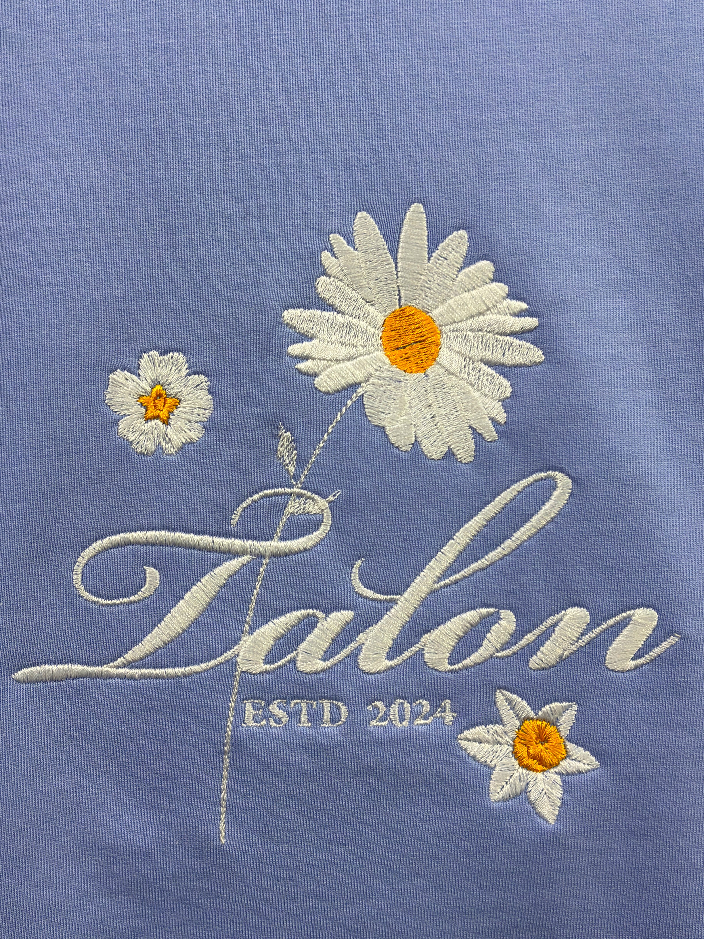 Daisy Floral Embroidered Oversized T-Shirt Light Blue
