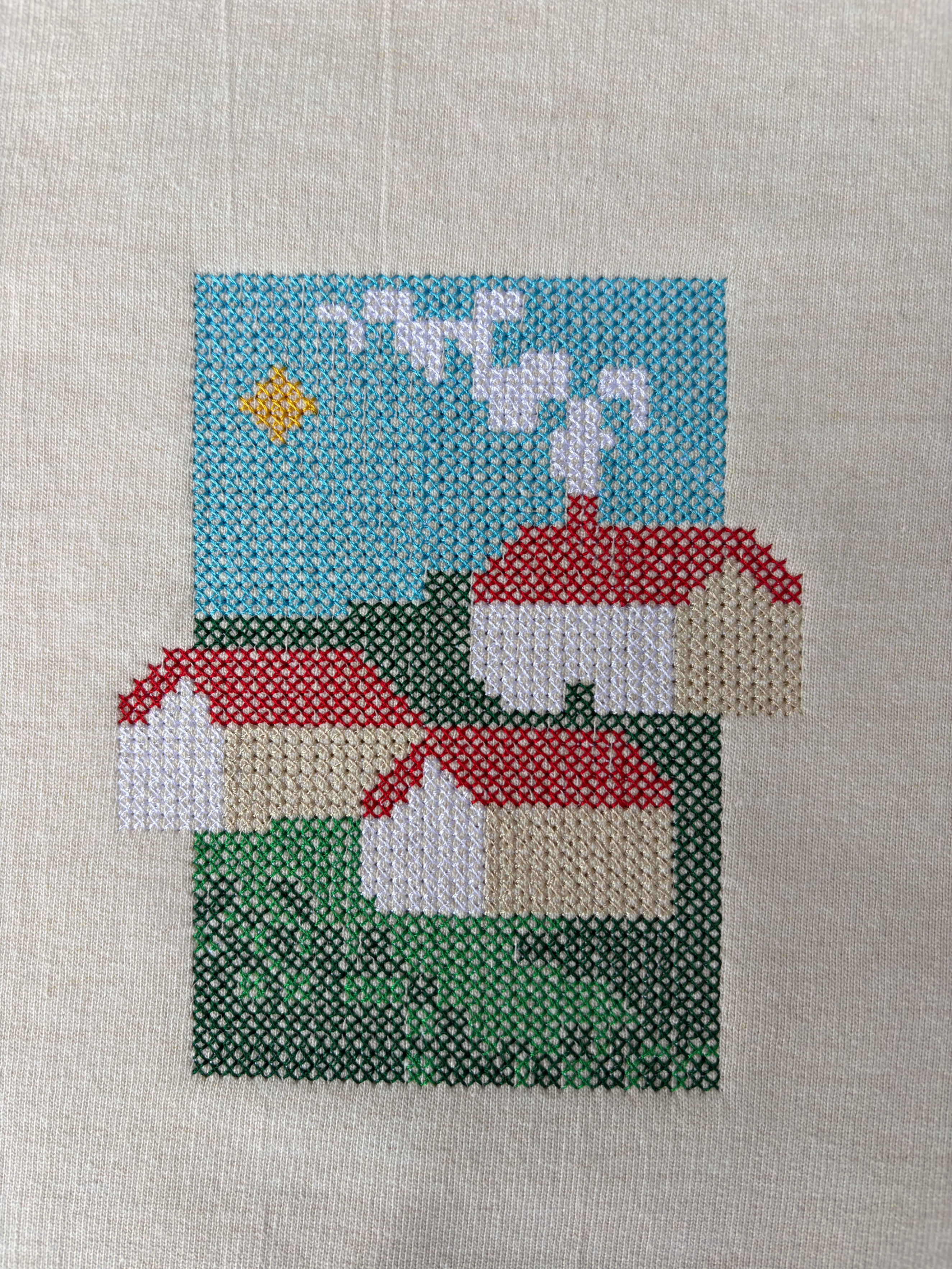 Home Embroidered Off White Regular Fit Sweatshirt