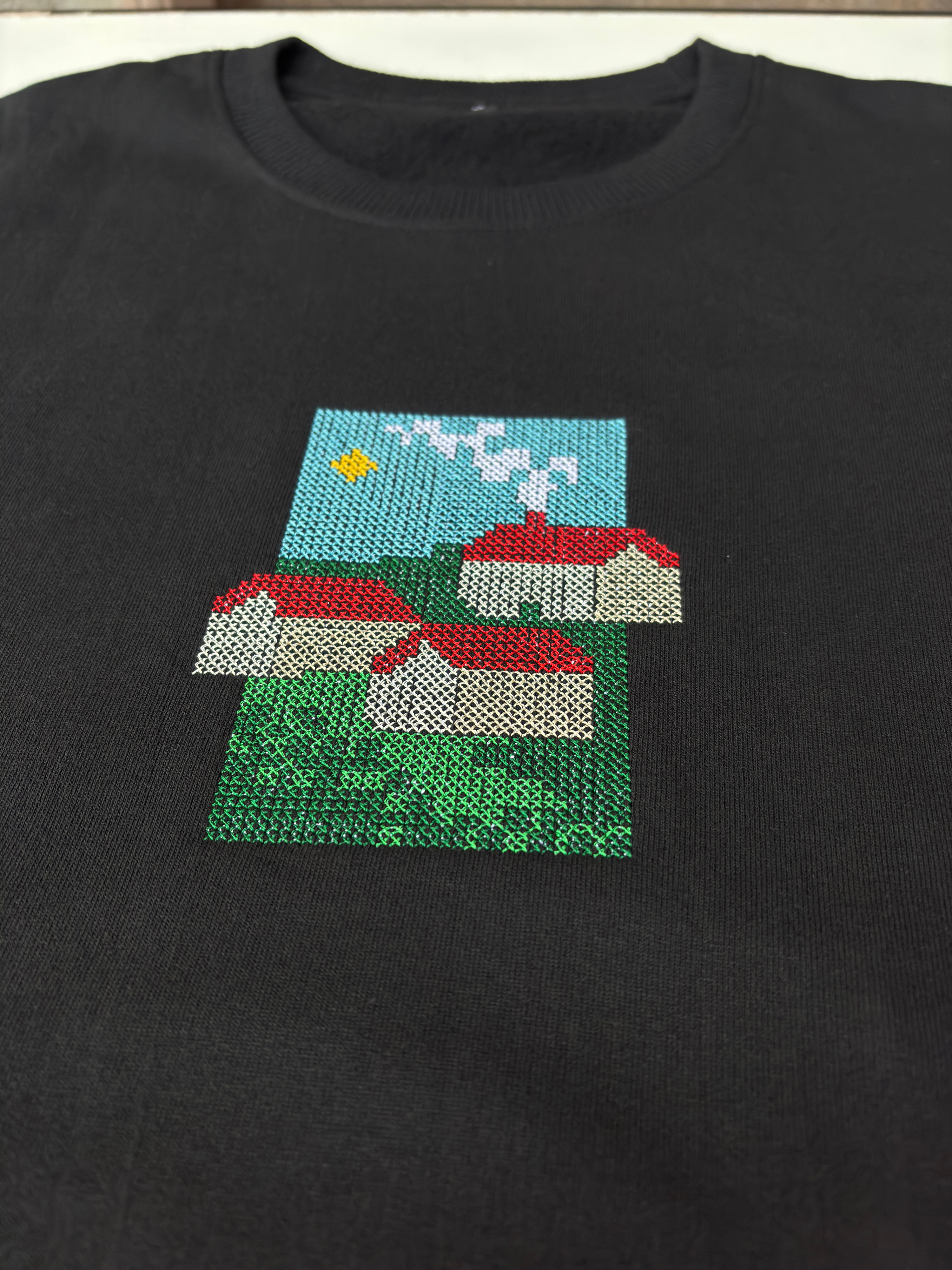 Home Embroidered Black Regular Fit Sweatshirt