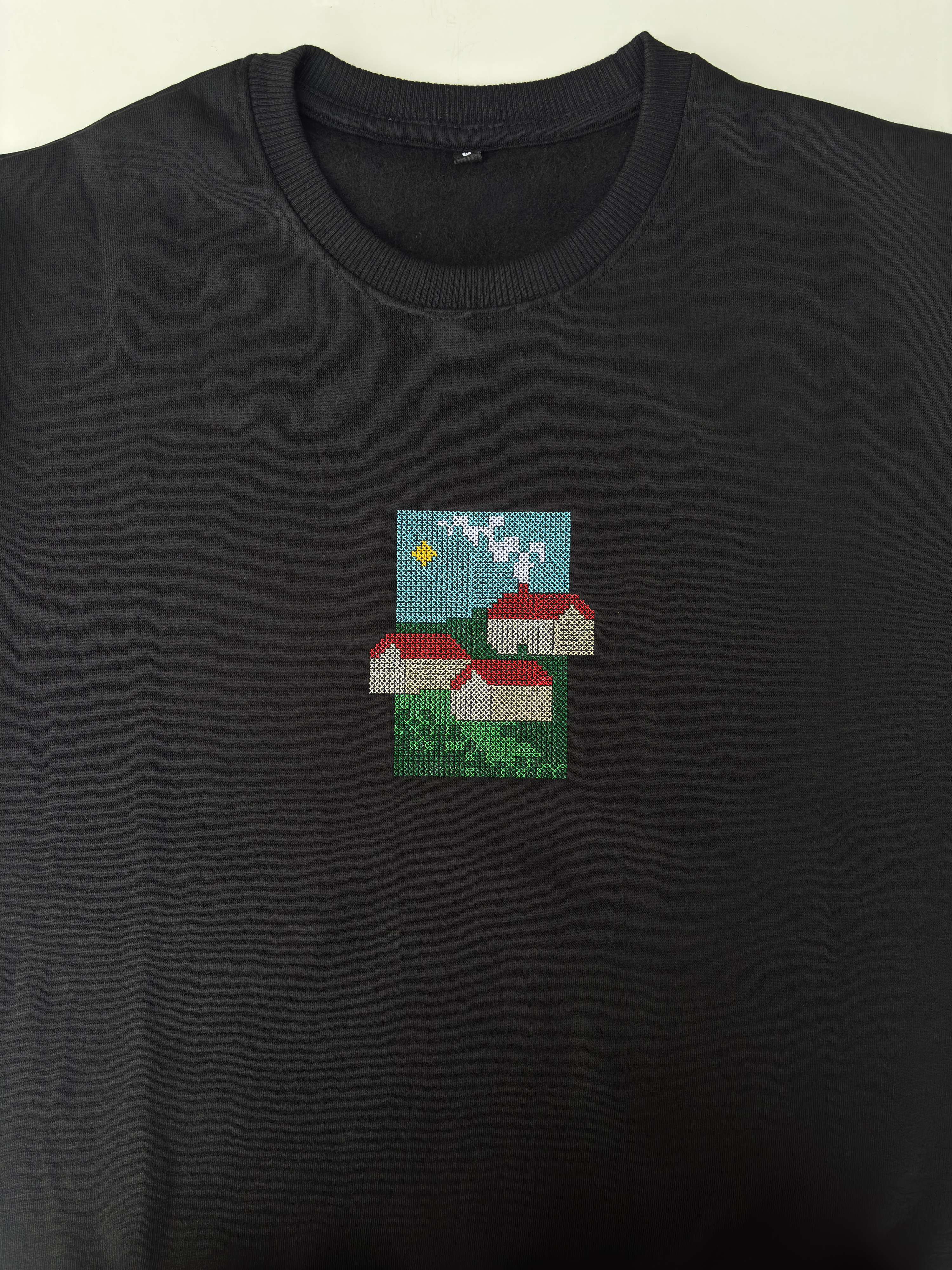 Home Embroidered Black Regular Fit Sweatshirt