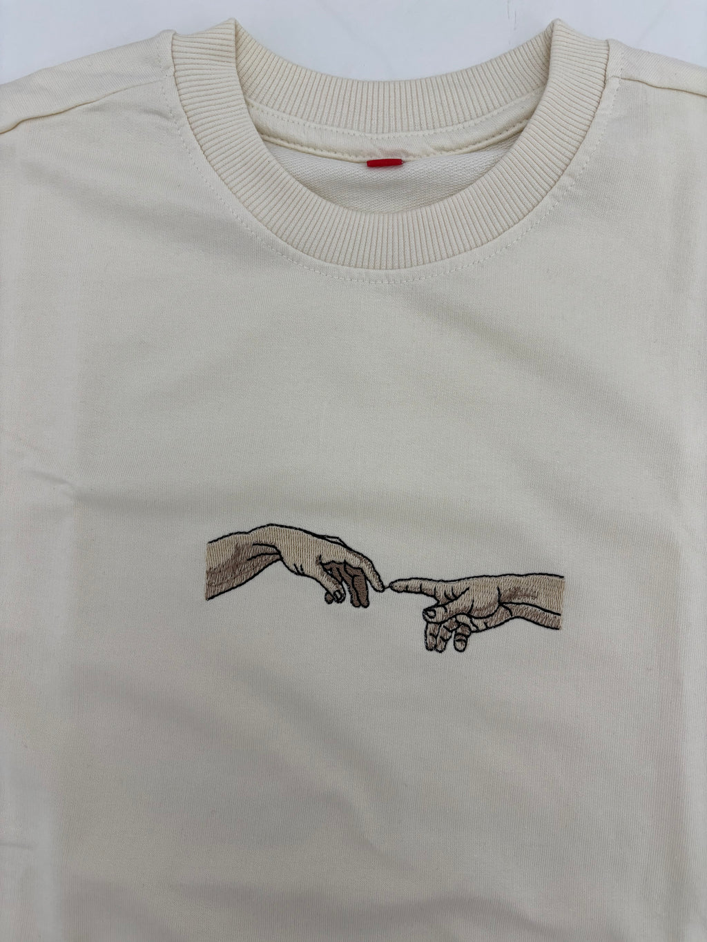 Hand Design Off White Embroidered Oversized T-shirt