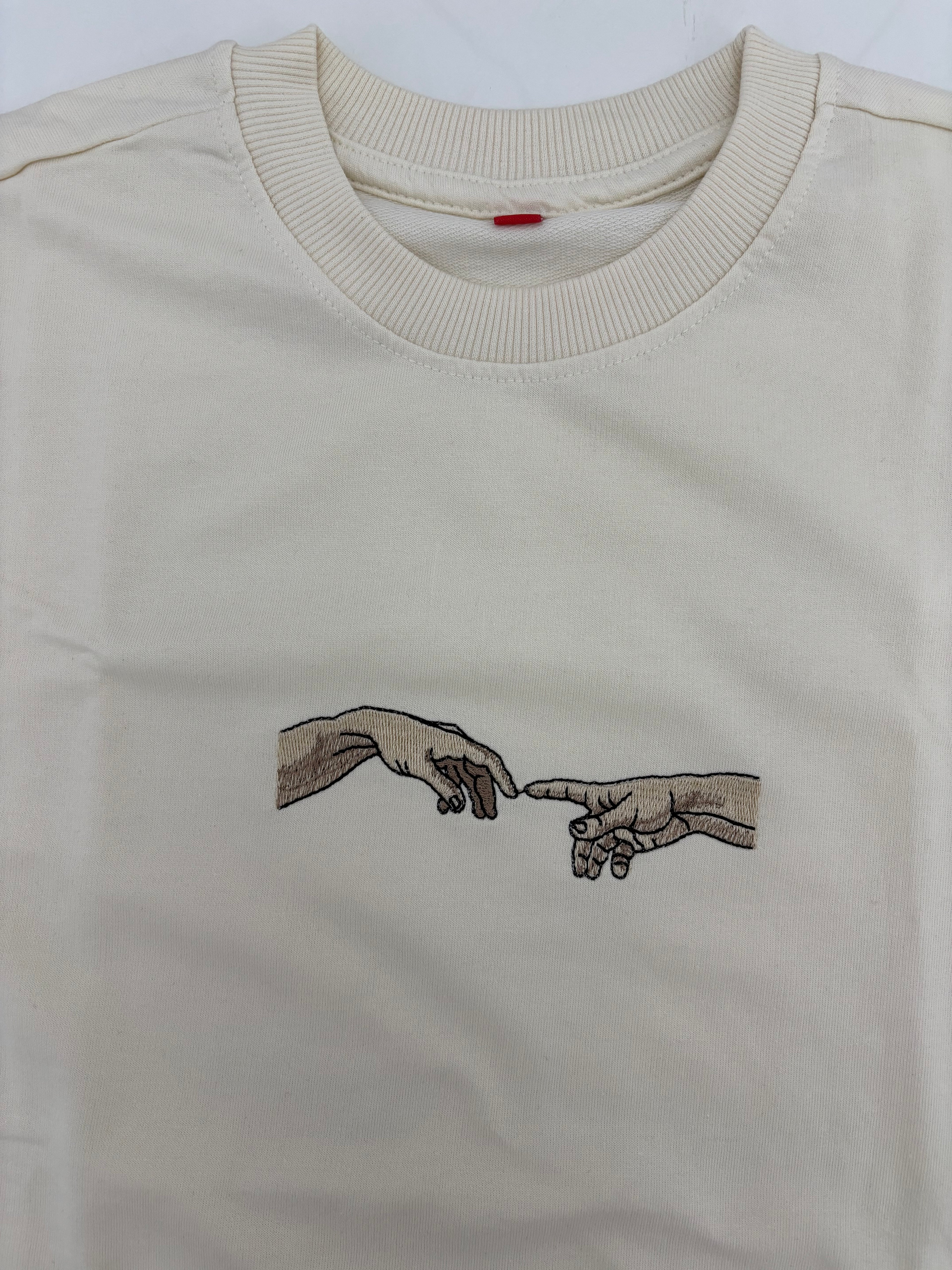 Hand Design Off White Embroidered Oversized T-shirt