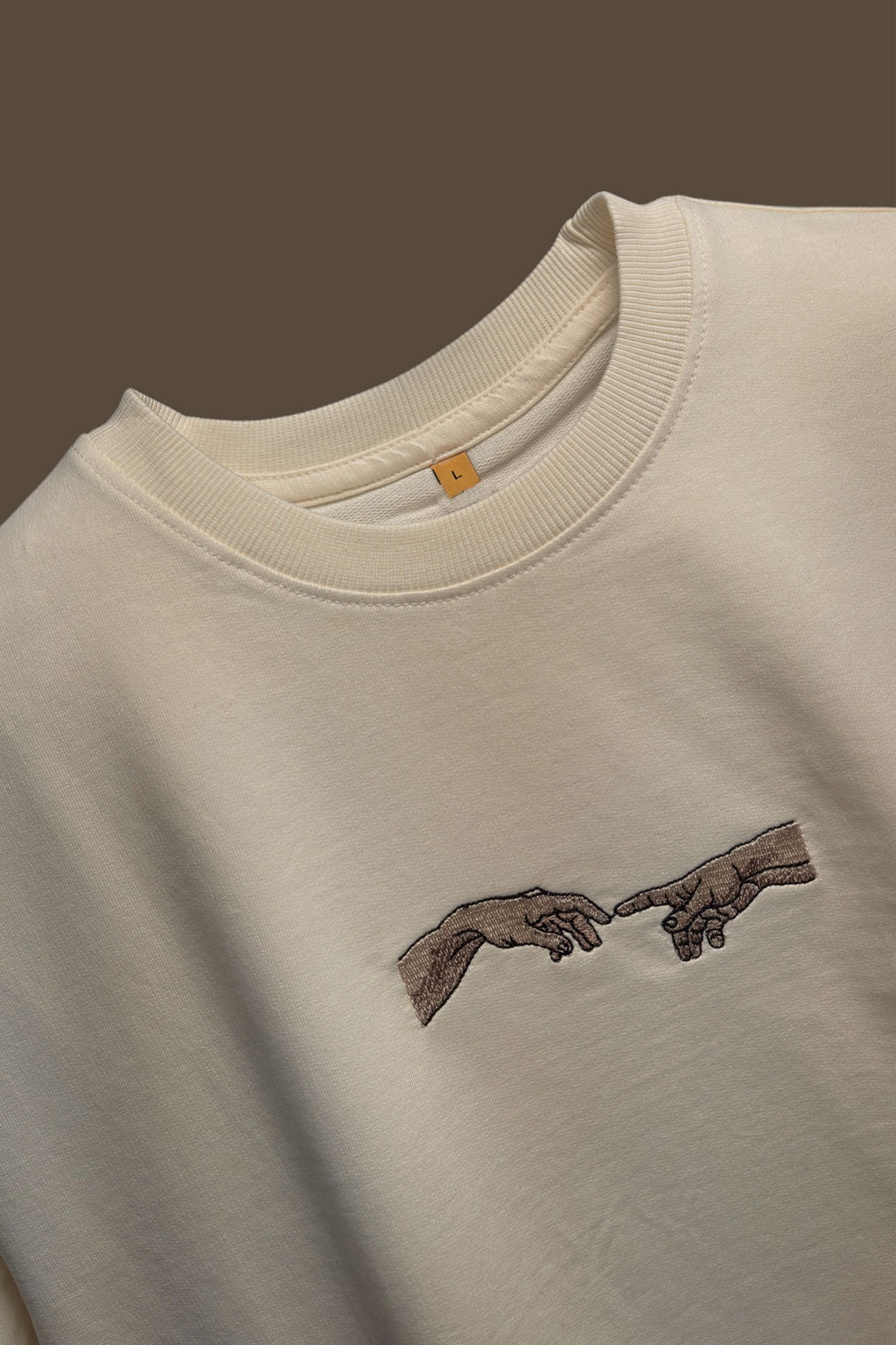 Hand Design Off White Embroidered Oversized T-shirt