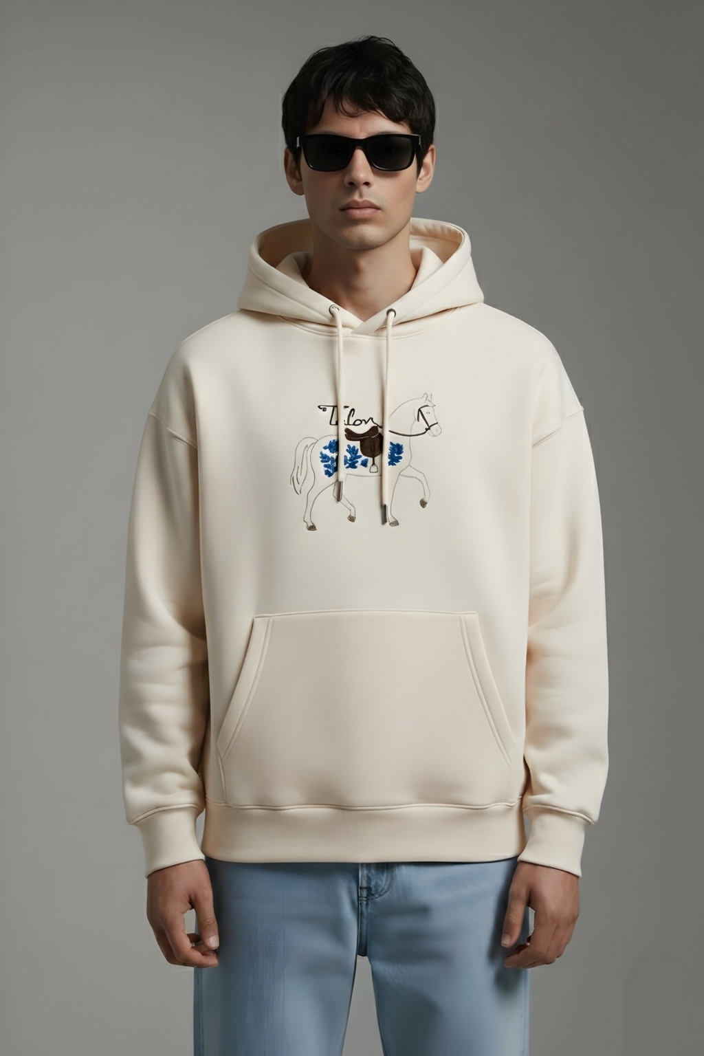Horse Saddle Embroidered Oversized Hoodie