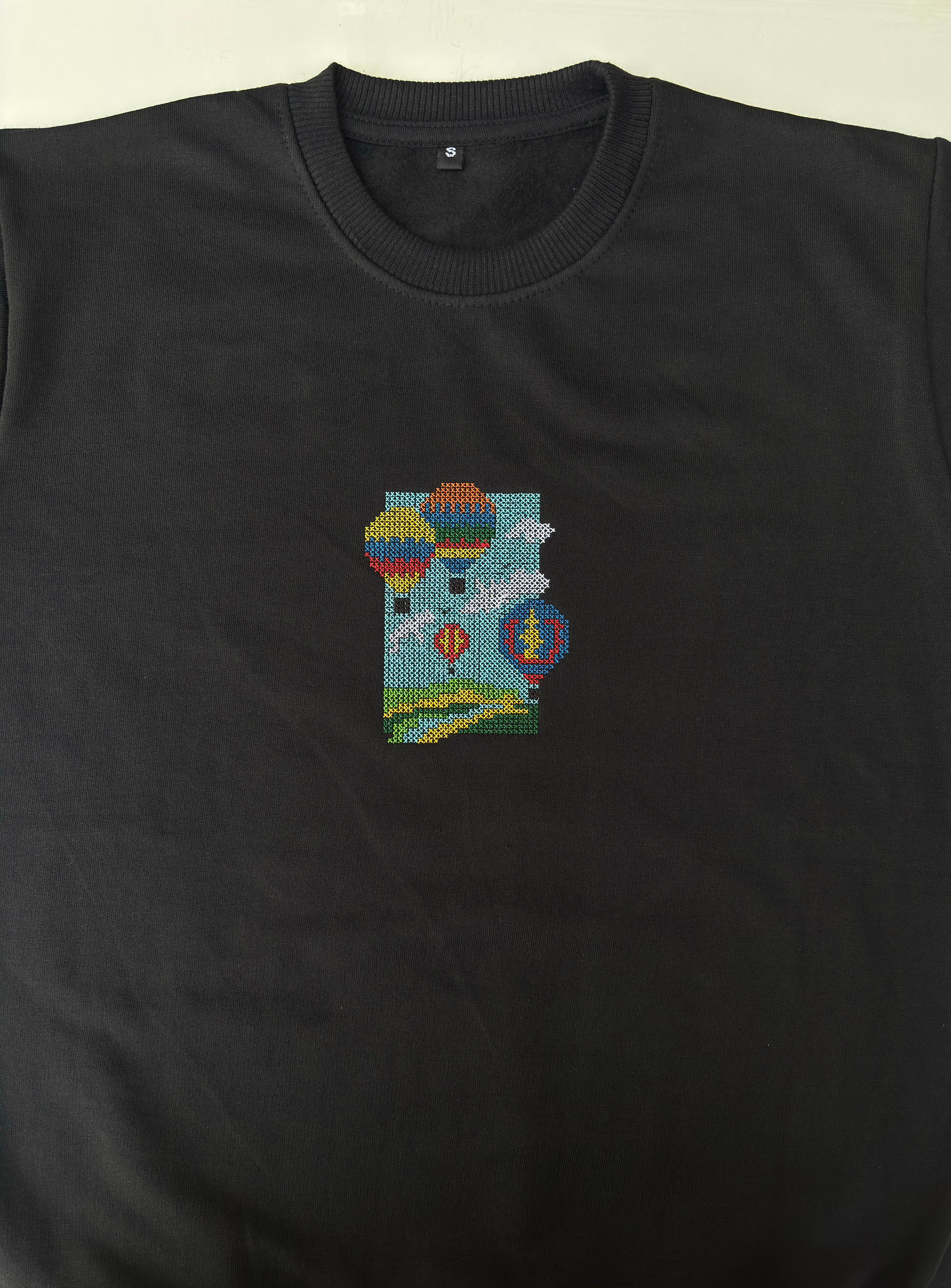 Balloons Embroidered Black Regular Fit Sweatshirt