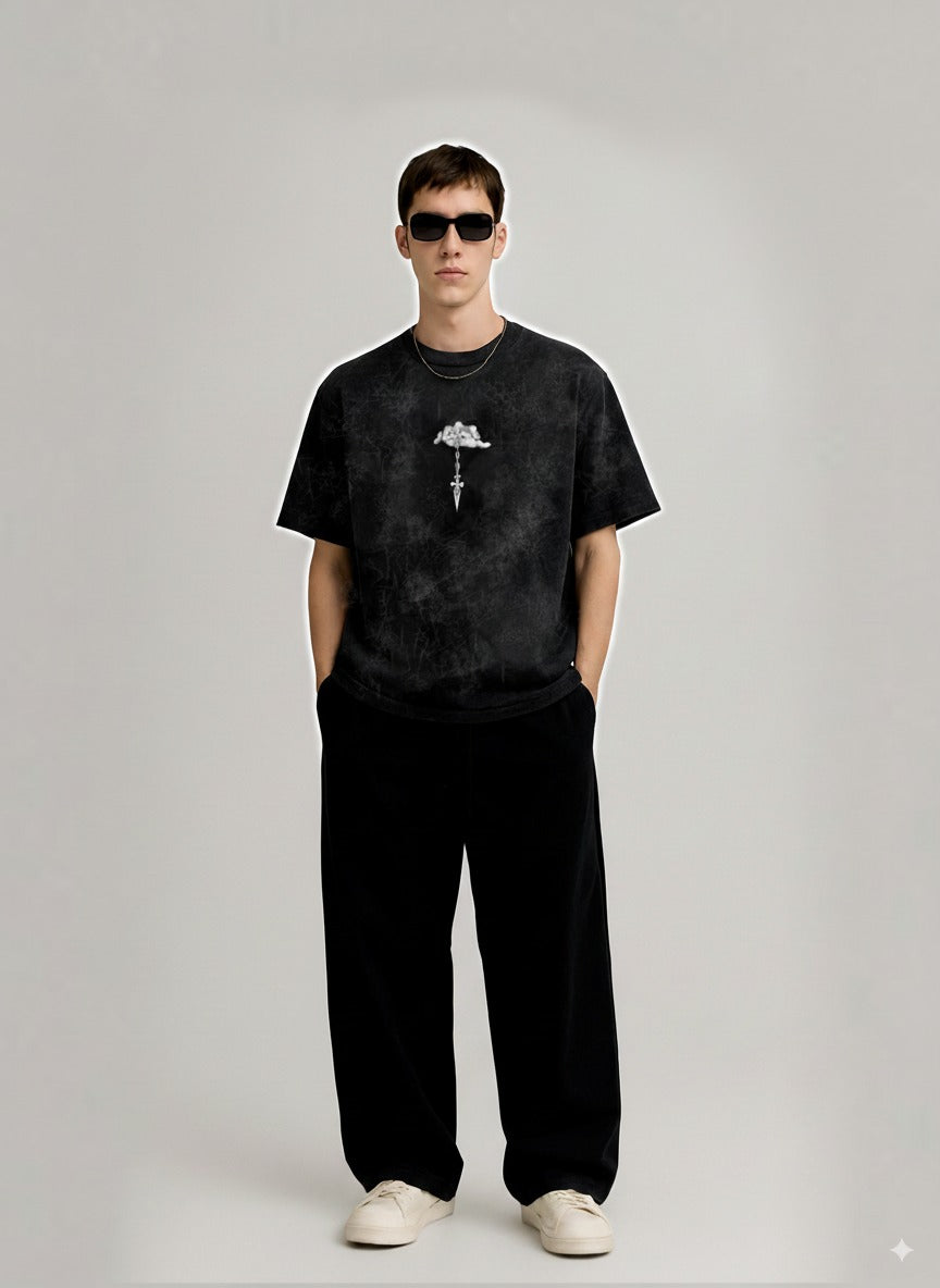 Judgment Chain  Art Acid-Wash Oversized T-shirt