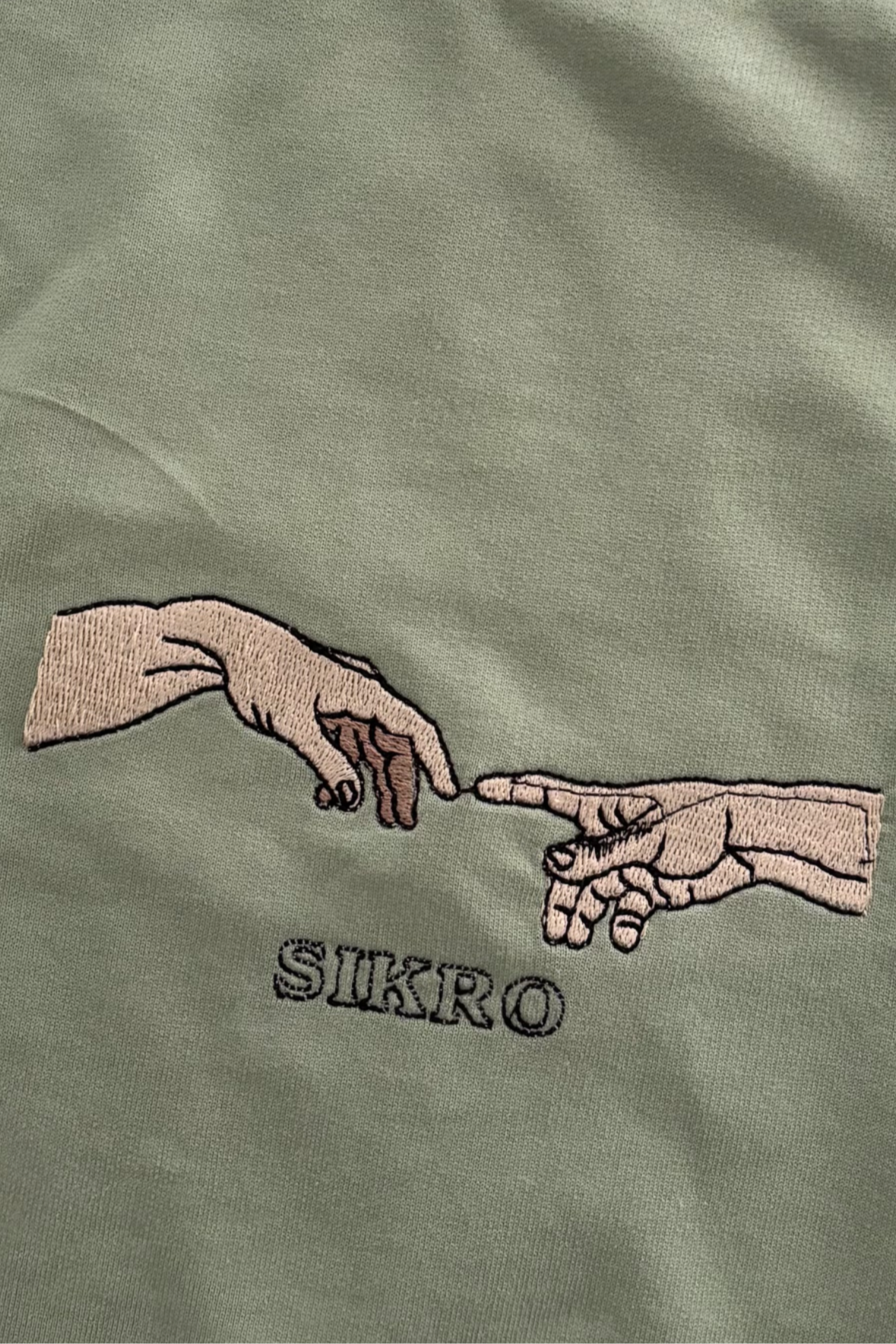 Hand Design Sage Green Embroidered Oversized T-shirt