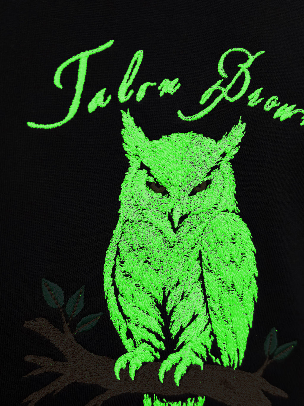 Glowing Owl Black Oversized T-Shirt