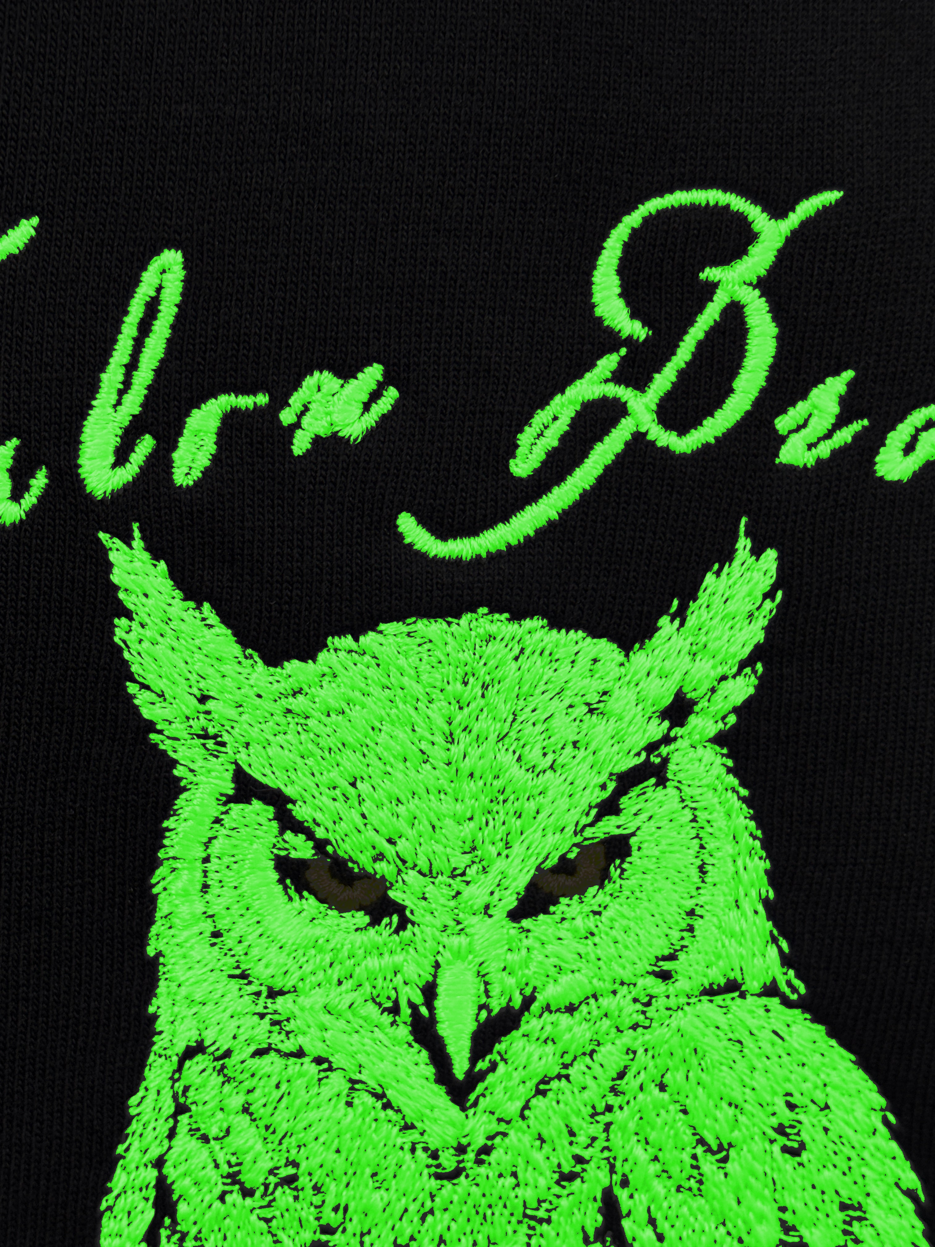 Glowing Owl Black Oversized T-Shirt