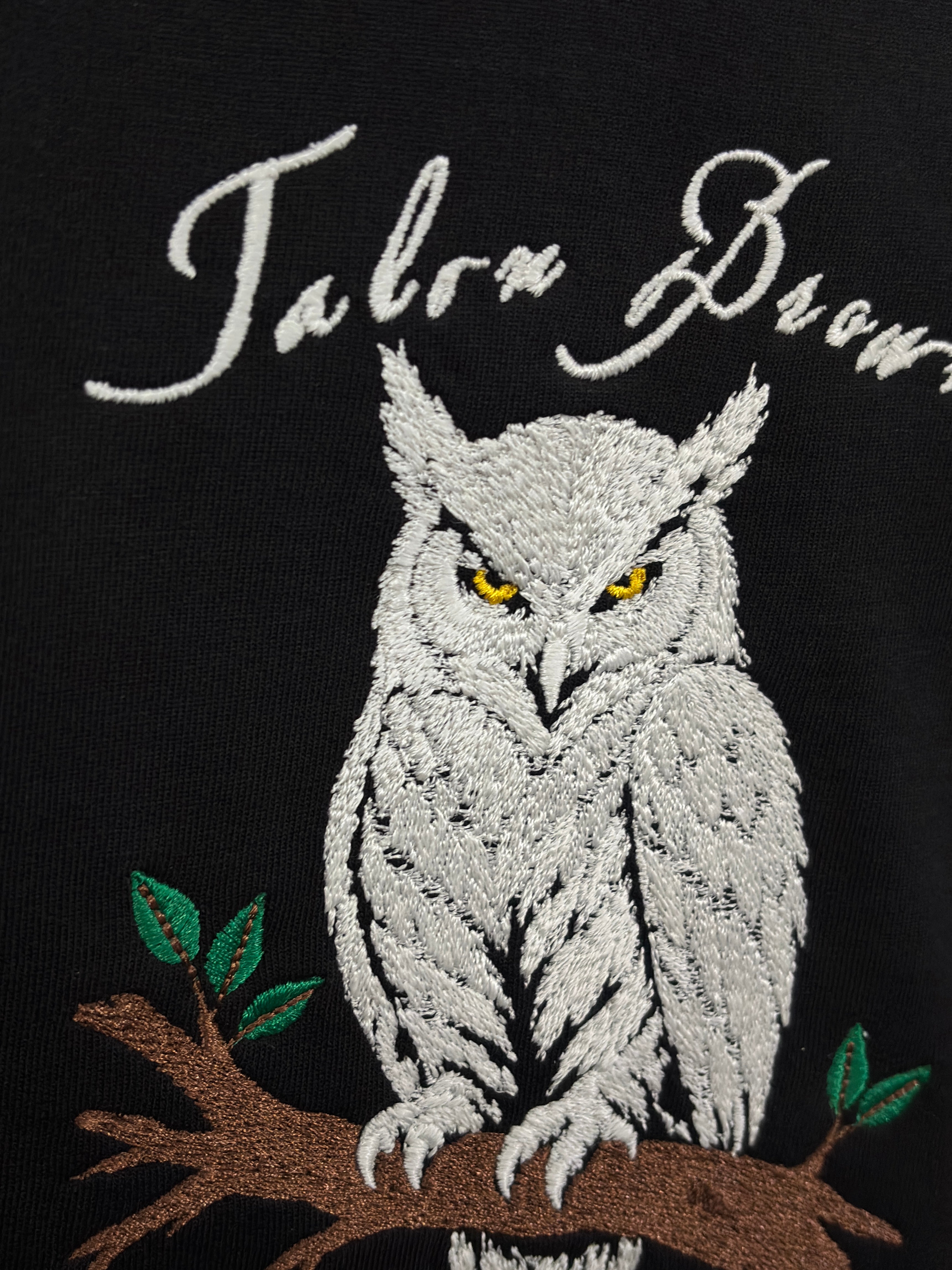 Glowing Owl Black Oversized T-Shirt