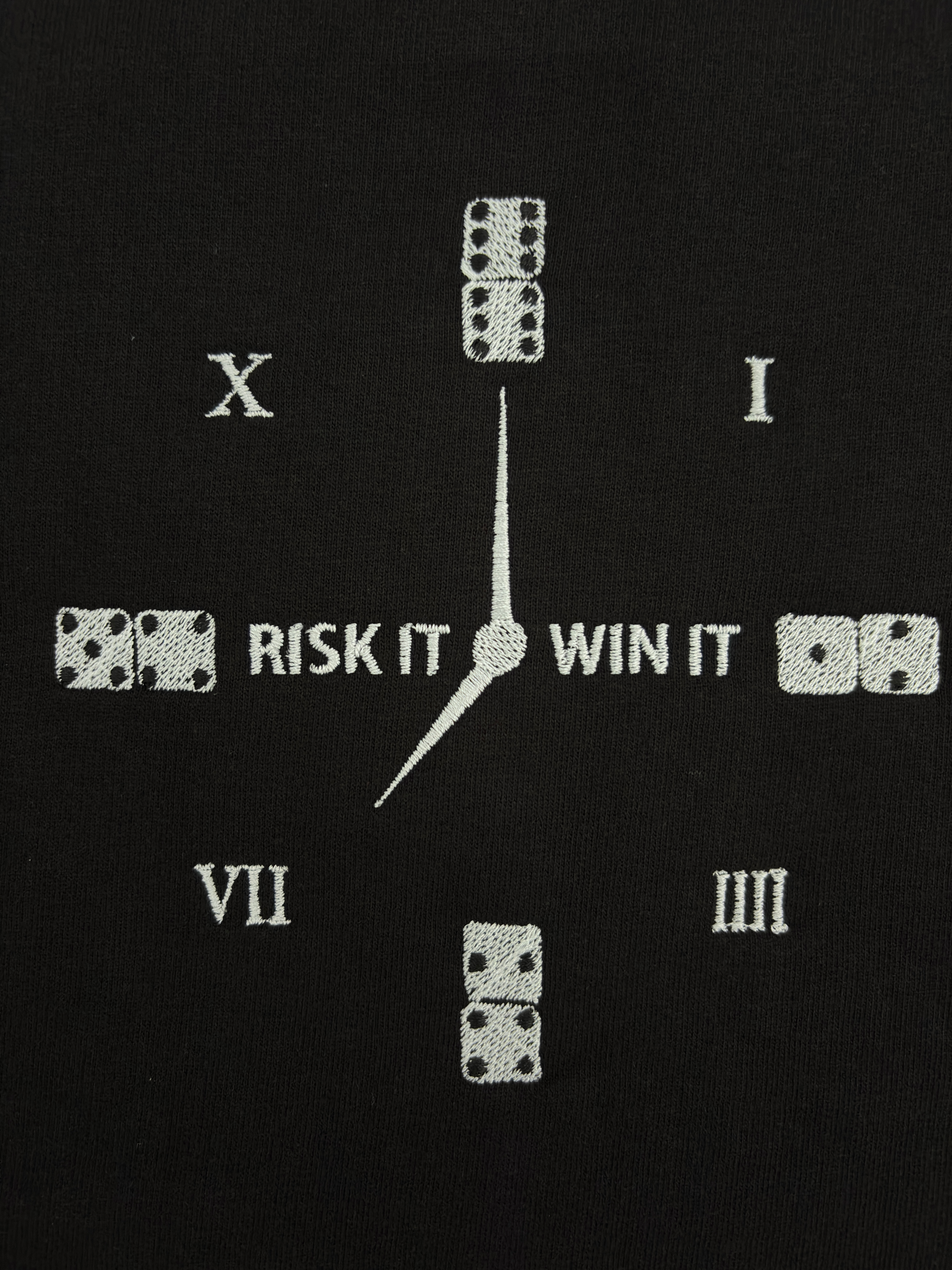 Conquer Clock Embroidered Black Oversized T-Shirt
