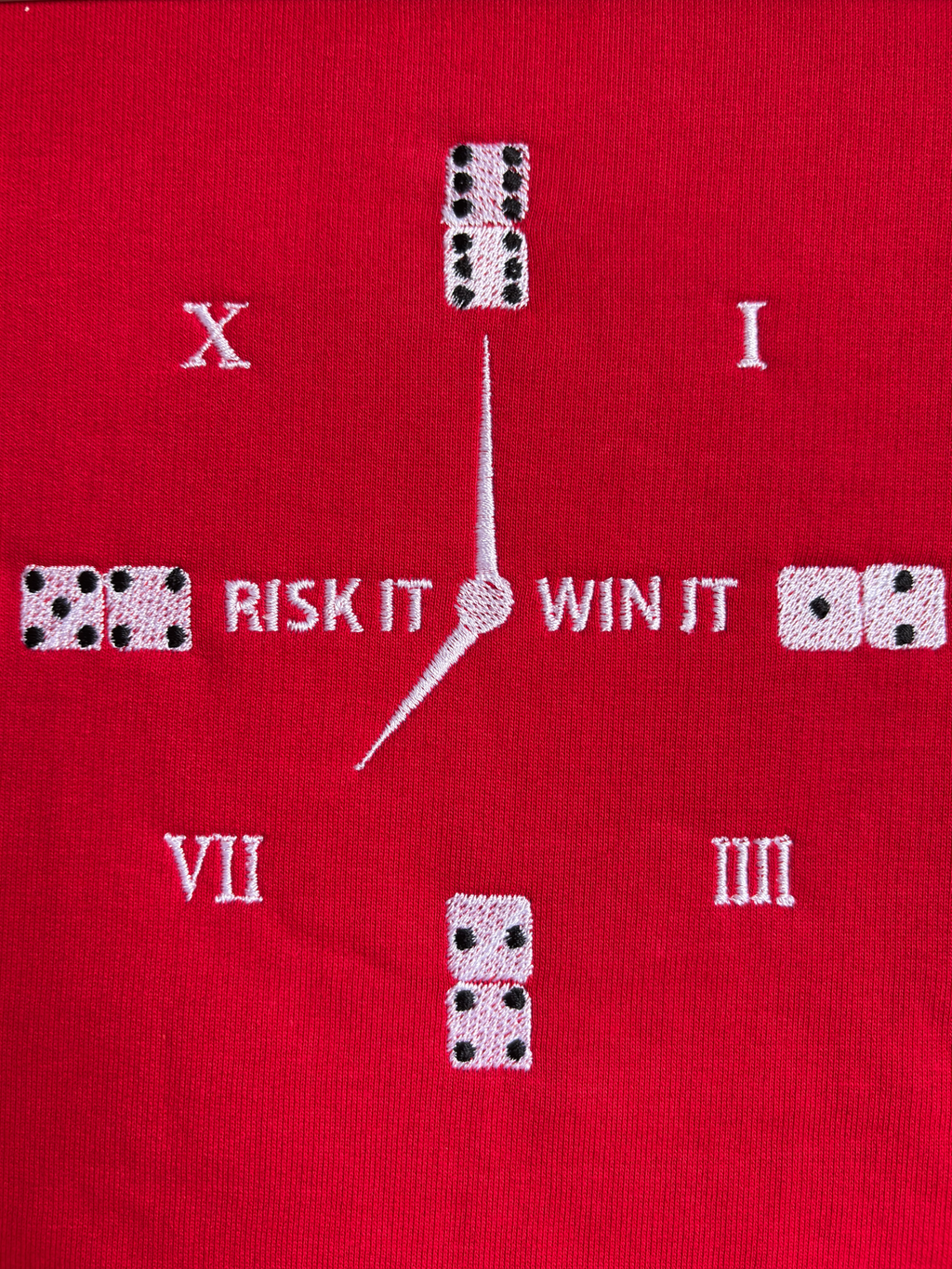 Conquer Clock Embroidered Red Oversized T-Shirt