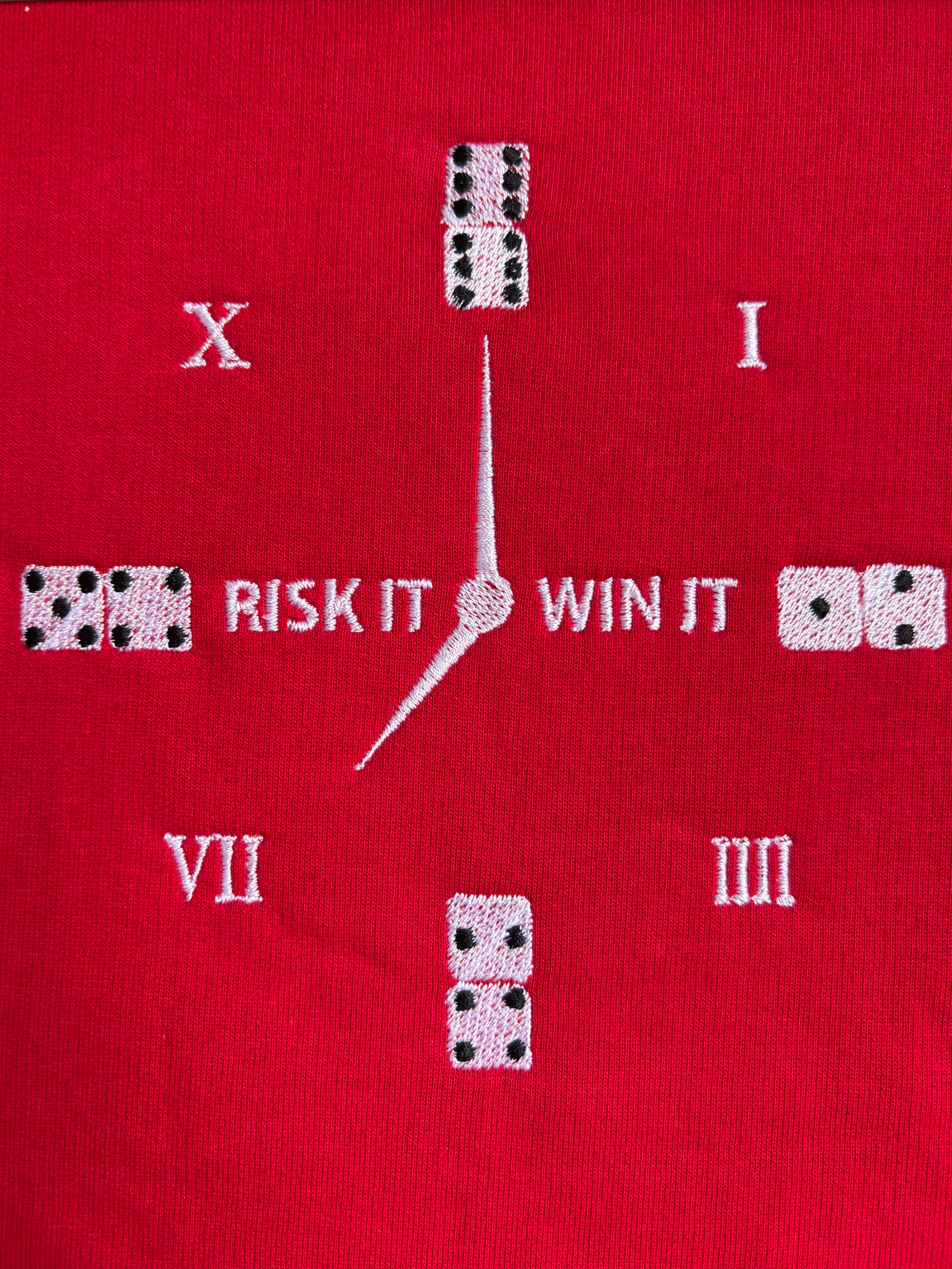 Conquer Clock Embroidered Red Oversized T-Shirt